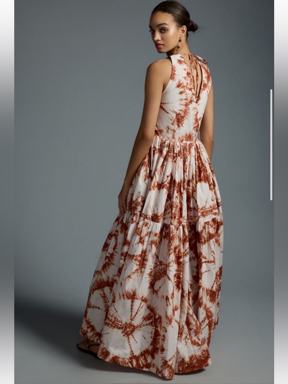 NWT Anthropologie S/W/F V-neck Maxi Shibori Tie Dye Resort Cutout Dress S $409 - Picture 3 of 8